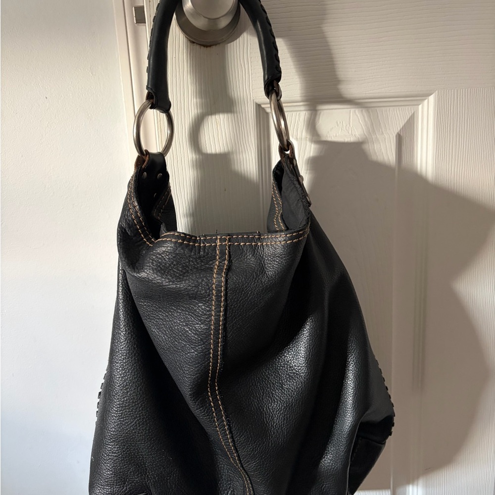 Black Leather Hobo Bag